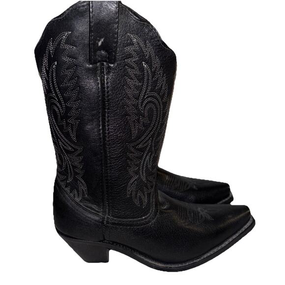 Masterson Boot-Womens Size 7 Wide Cowgirl Embroidered Western Black RB3431 - Picture 1 of 13